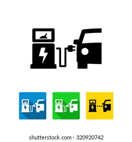 Electric Car Charging Station Vector Icon 