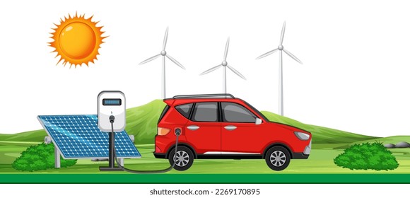 Electric car charging using  illustration