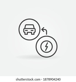 Electric Car Charging vector concept icon or symbol in thin line style