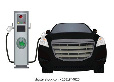 Electric car charging. vector illustration