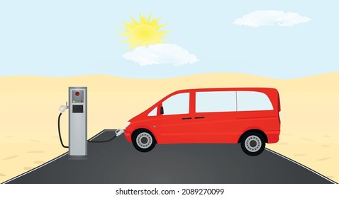 Elektroautoladung. Vektorgrafik