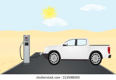 Elektroautoladung. Vektorgrafik