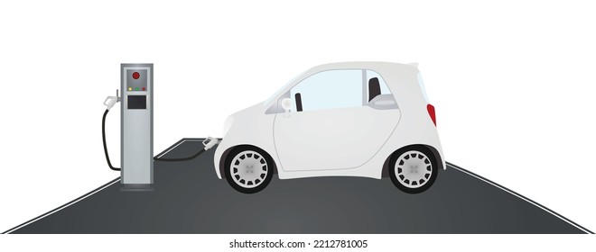 Carga eléctrica de coches. ilustración vectorial