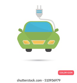 Electric car color icon. Flat design. Environmental theme for web and mobile