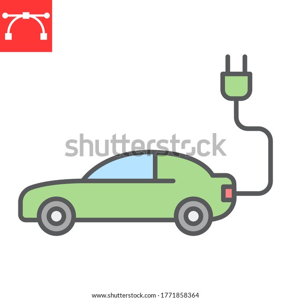 Electric car color line icon, energy and ecology,\
electrical transport sign vector graphics, editable stroke colorful\
linear icon, eps 10