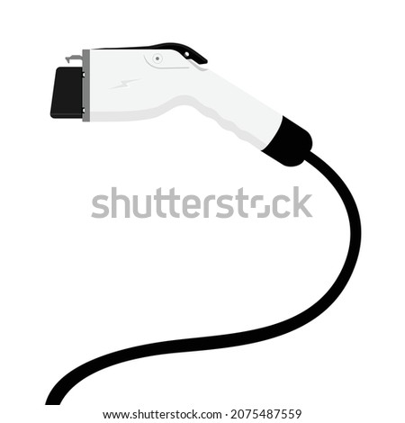 Electric car concept. Electric car charging plug isolated on white. Vector