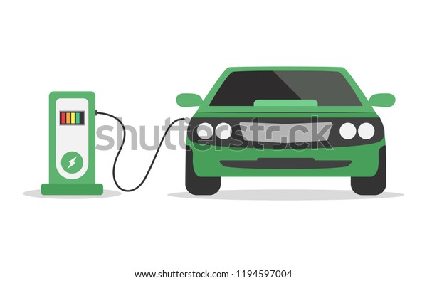 Electric Car Concept Charging Station On Stock Vector (Royalty Free ...