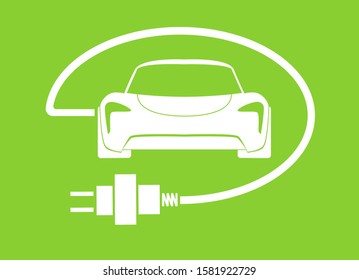 Electric car concept green drive symbol,Electric car icon isolated. vector illustration . Vector