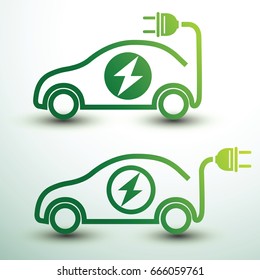 Electric Car Concept Green Drive Symbol,vector Illustration