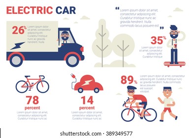 Electric Car Concept Infographic Illustration With Icons Ideal For Print Magazine