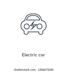 Electric car concept line icon. Linear Electric car concept outline symbol design. This simple element illustration can be used for web and mobile UI/UX.