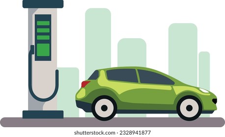 Electric car concept. Vector flat illustration. 