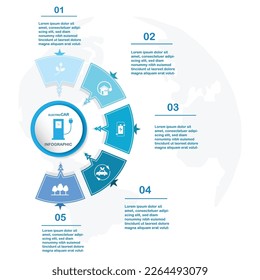 electric car concept vector infographic design with icons options or steps for Stock Vector Illustration