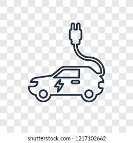 Electric Car concept vector linear icon isolated on transparent background, Electric Car concept transparency concept in outline style