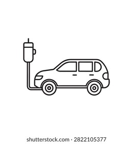 Electric car connected to charging station illustration vector graphic