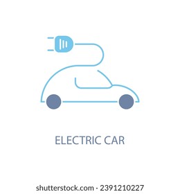 Icono de línea de concepto del conector de coche eléctrico. Ilustración de elemento simple. Diseño de símbolos de contorno de concepto de coche eléctrico.