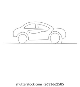 Electric car  continuous one line drawing outline vector icon