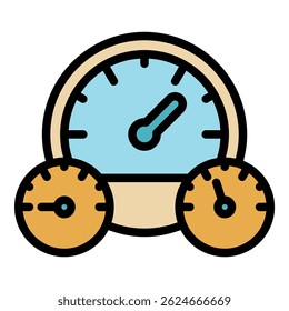 Electric car dashboard icon. Outline electric car dashboard vector icon color flat isolated