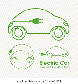 electric car design over lineal background vector illustration