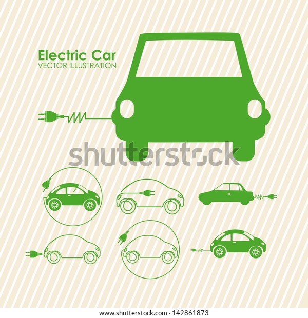 electric car design over lineal background\
vector illustration