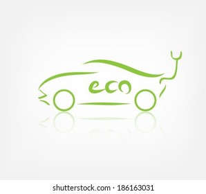 Electric car with Eco text inside.vector 