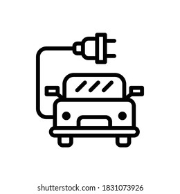 Electric Car (Ecology) icon outline vector. isolated on white background