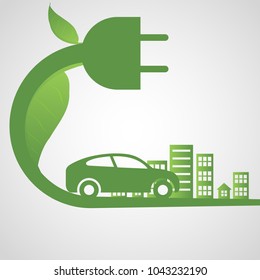 Electric car and Electrical charging station symbol icon, Vector illustration