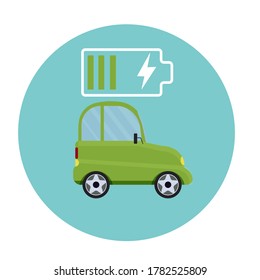 Elektrisches Auto und elektrische Ladestation Symbol Symbol Stockvektorgrafik einzeln auf weißem Hintergrund. Konzept, Batterie.