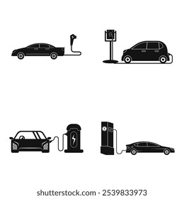 Electric car and Electrical charging station symbol icon, Vector illustration