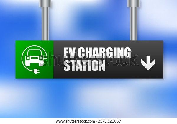 Electric car and Electrical charging\
station symbol on a white background. Vector\
illustration.