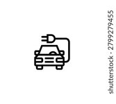 Electric Car EV Charging Plug Vehicle Icon Line Art Digital Clipart