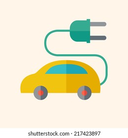 Electric Car Flat Icon