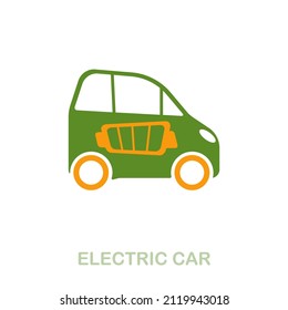Electric Car flat icon. Colored element sign from clean energy collection. Flat Electric Car icon sign for web design, infographics and more.