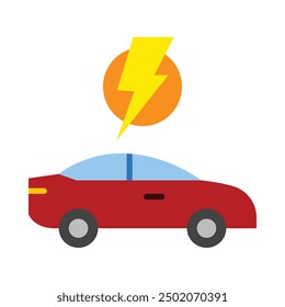 Electric Car Flat Icon Design For Personal nad Commercial Use