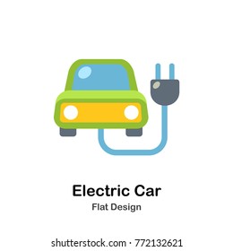 Electric Car Flat Illustration Icon