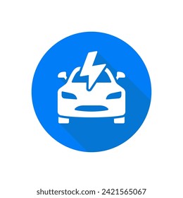 Electric car flat style vector icon. Electric car front view.