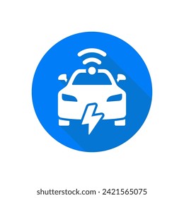 Electric car flat style vector icon. Electric wifi charging.