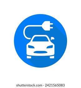Electric car flat style vector icon. Electric car front view.