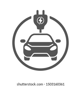 Electric Car. Flat Vector Icon. Simple black symbol on white background. EPS 10