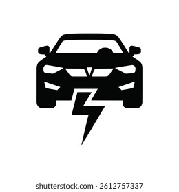 Electric Car Front View with Lightning Bolt, Eco-Friendly EV, Sustainable Vehicle Design, Green Transportation