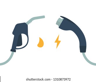 Electric car and fuel concept, set of icons. vector illustration. flat design