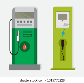 Electric car and fuel concept, set of icons. vector illustration.
