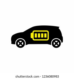 Electric Car Full Battery Icon Vector