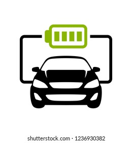 Electric Car Full Battery Icon Vector