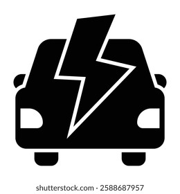 Electric Car Glyph Icon Design For Personal And Commercial Use