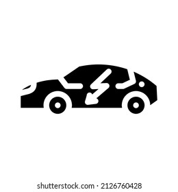 vector de icono de glifo de coche eléctrico. señal de coche eléctrico. símbolo de contorno aislado ilustración negra