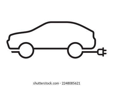 Electric car graphic. EV car, green eco friendly vehicle icon. Editable vector illustration EPS 10