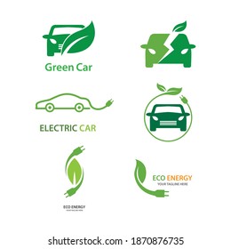 Electric car green car hybrid technology logo design