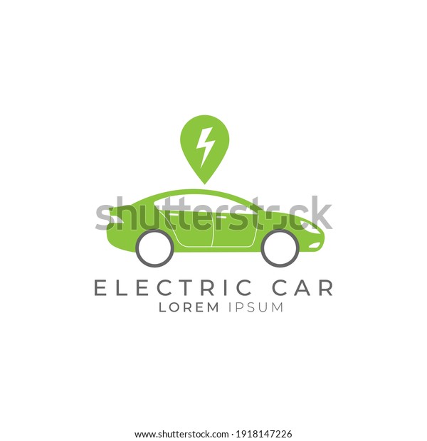 Electric\
car, green car icon logo design vector\
concept.
