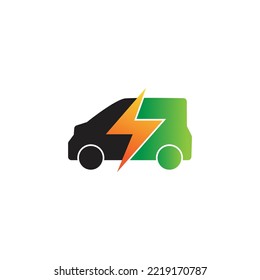 Electric car  green icon symbol, EV car hybrid vehicles charging point logotype, Eco friendly vehicle concept, Vector illustration
